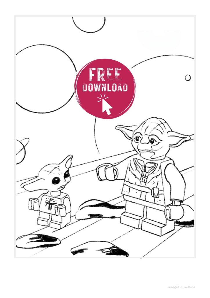Download Ausmalbild Yoda und Grogu | Star Wars | Lego